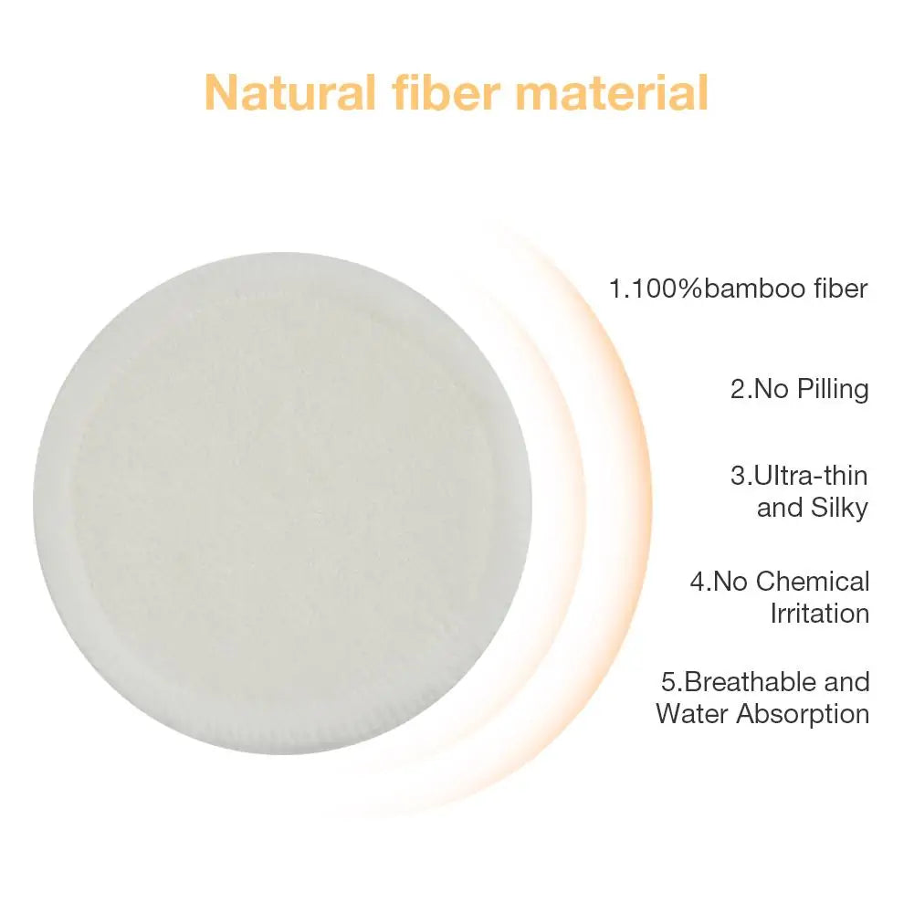 Bamboo fiber material ball with features listed on a white background