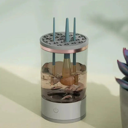 Pencil holder with transparent cylindrical design on a light background