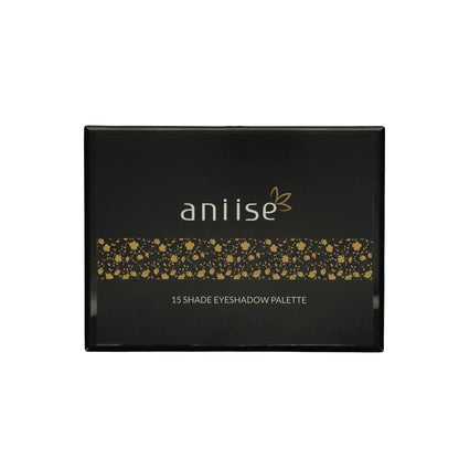 Aniise 15 shade eyeshadow palette packaging on a white background